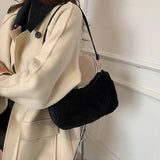 Winter Plush Handbag Women Clutches Purse Large Capacity Shoulder Bag