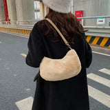 Winter Plush Handbag Women Clutches Purse Large Capacity Shoulder Bag