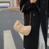Winter Plush Handbag Women Clutches Purse Large Capacity Shoulder Bag