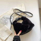 Puffed Faux Fur Women Hobos Tote Bag Soft Warm Handbags