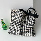 Winter Houndstooth Shoulder Bags Women Ladies Handbags Large Capacity Tote