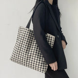 Winter Houndstooth Shoulder Bags Women Ladies Handbags Large Capacity Tote
