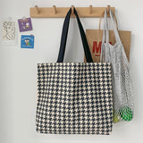 Winter Houndstooth Shoulder Bags Women Ladies Handbags Large Capacity Tote