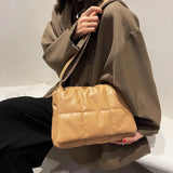 Winter Soft Leather Shoulder Bag for Women Quilted Crossbody Handbag