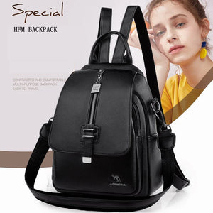 Winter Women Backpack High Leather Women Bag School Bags Retro Elegance