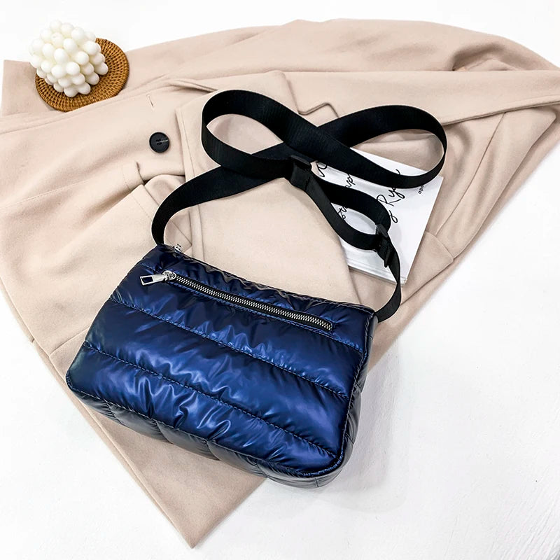 Winter Women's High Down Fabric Shoulder Messenger Bag