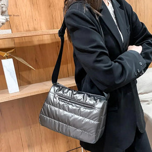 Winter Women's High Down Fabric Shoulder Messenger Bag