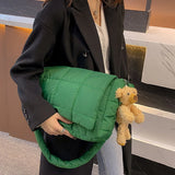 Women Winter Nylon Quilted Shoulder Bag Crossbody Messenger Tote