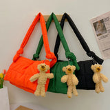 Women Winter Nylon Quilted Shoulder Bag Crossbody Messenger Tote