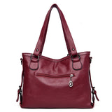 Winter PU Leather Zipper Handbags Large Capacity Shoulder Crossbody Bags