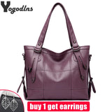 Winter PU Leather Zipper Handbags Large Capacity Shoulder Crossbody Bags