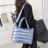 Winter Padded Shoulder Bags For Women Solid Small Top-handle Bag