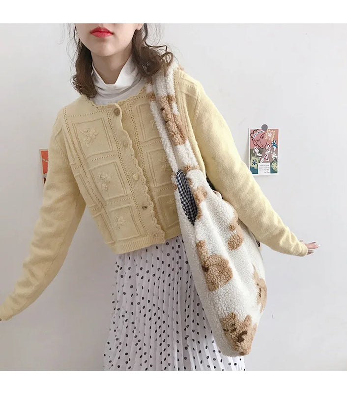 Winter Lamb Wool Shoulder Bag for Women