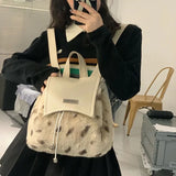 Winter Plush Backpacks Leopard Bags Casual School Travel Knapsack