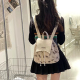 Winter Plush Backpacks Leopard Bags Casual School Travel Knapsack