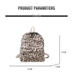 Winter Plush Bag Casual Backpack School Shoulder Bags Cow Leopard Pattern