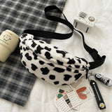 Leopard Pattern Winter Plush Belt Bag Women Fanny Pack