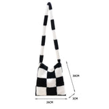 Winter Plush Checkered Shoulder Bag Women Shopping Bag