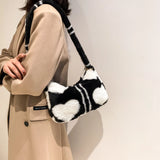 Soft Warm Love Heart Printed Winter Tote Bag