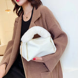 Winter Plush Hand Bag Metal Chain Shoulder Bags for Women