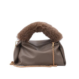 Winter Plush Hand Bag Metal Chain Shoulder Bags for Women