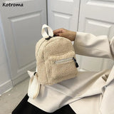 Winter Plush Mini Backpacks Women Retro Soft Portable All-match Backpack