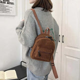 Winter Plush Mini Backpacks Women Retro Soft Portable All-match Backpack