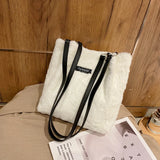 Leopard Print Plush Mini Bag Shoulder Bucket Bags for Women