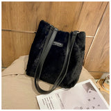 Winter Plush Mini Bag Leopard Print Shoulder Bucket Bags for Women