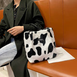 Leopard Print Plush Mini Bag Shoulder Bucket Bags for Women