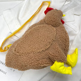 Winter Plush Single Strap Crossbody Bags Female Hen Shape Zipper Messenger Bags