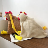 Winter Plush Single Strap Crossbody Bags Female Hen Shape Zipper Messenger Bags