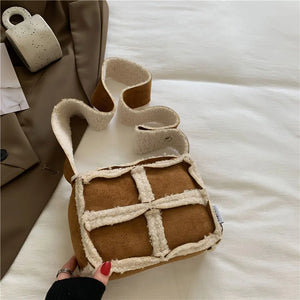 Winter Plush Small Square Bag Lamb Wool Women's Shoulder Crossbody Handbag