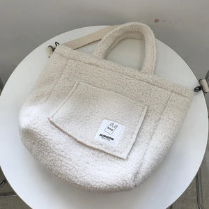 Winter Plush Shoulder Bag Large Capacity Street Tote
