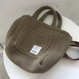 Winter Plush Shoulder Bag Large Capacity Street Tote