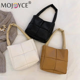 Winter Portable Travel Women PU Leather Plaid Checkered Pattern Handbag