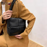 Winter Portable Travel Women PU Leather Plaid Checkered Pattern Handbag
