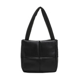 Winter Portable Travel Women PU Leather Plaid Checkered Pattern Handbag