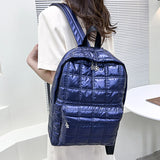 Winter Quilted Plaid Women's Backpack Light Space Down Casual Female Backpacks