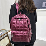 Winter Quilted Plaid Women's Backpack Light Space Down Casual