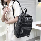 Winter Quilted Plaid Women's Backpack Light Space Down Casual Female Backpacks