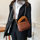 Retro Casual Handbags For Women PU Leather Shoulder Bag Square Plu