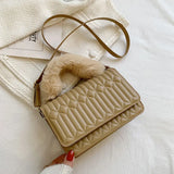 Retro Casual Handbags For Women PU Leather Shoulder Bag Square Plu