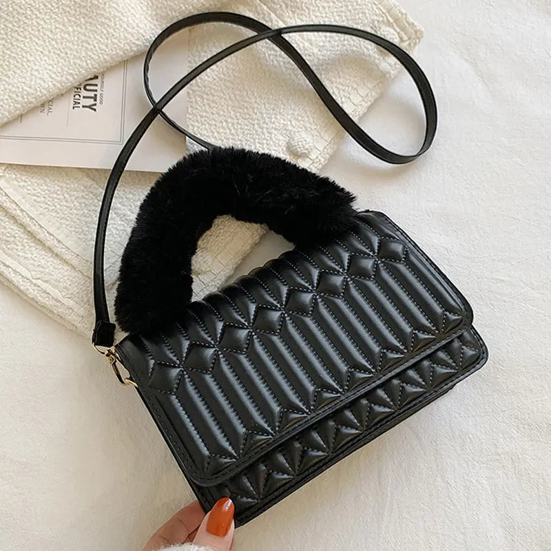 Retro Casual Handbags For Women PU Leather Shoulder Bag Square Plu