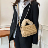 Retro Casual Handbags For Women PU Leather Shoulder Bag Square Plu