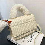 Retro Casual Handbags For Women PU Leather Shoulder Bag Square Plu