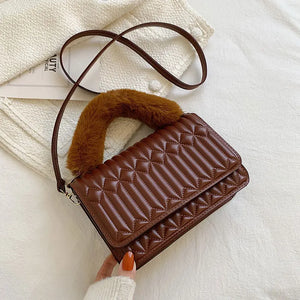 Retro Casual Handbags For Women PU Leather Shoulder Bag Square Plu