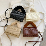 Retro Casual Handbags For Women PU Leather Shoulder Bag Square Plu