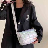 Winter Shoulder Bag Quilted Check Ladies Shopper Bag Casual Nylon Soft Portable