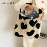 Winter Shoulder Handbags Large Capacity Soft Plush Clutch Bag Love Heart Fluffy